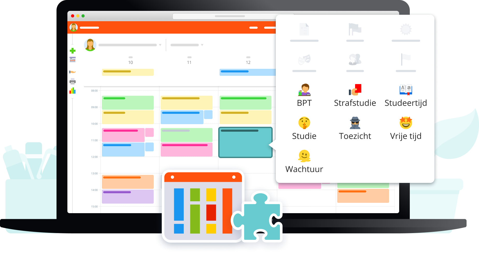 Schooleigen elementen in Planner