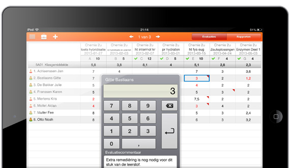 Skore puntenboek op iPad voor leerkrachten