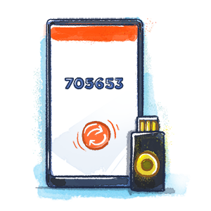 authenticator app and USB key illustration