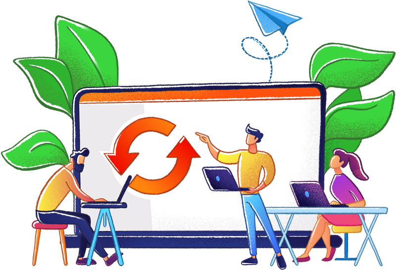 Leerkrachten samen rond laptop