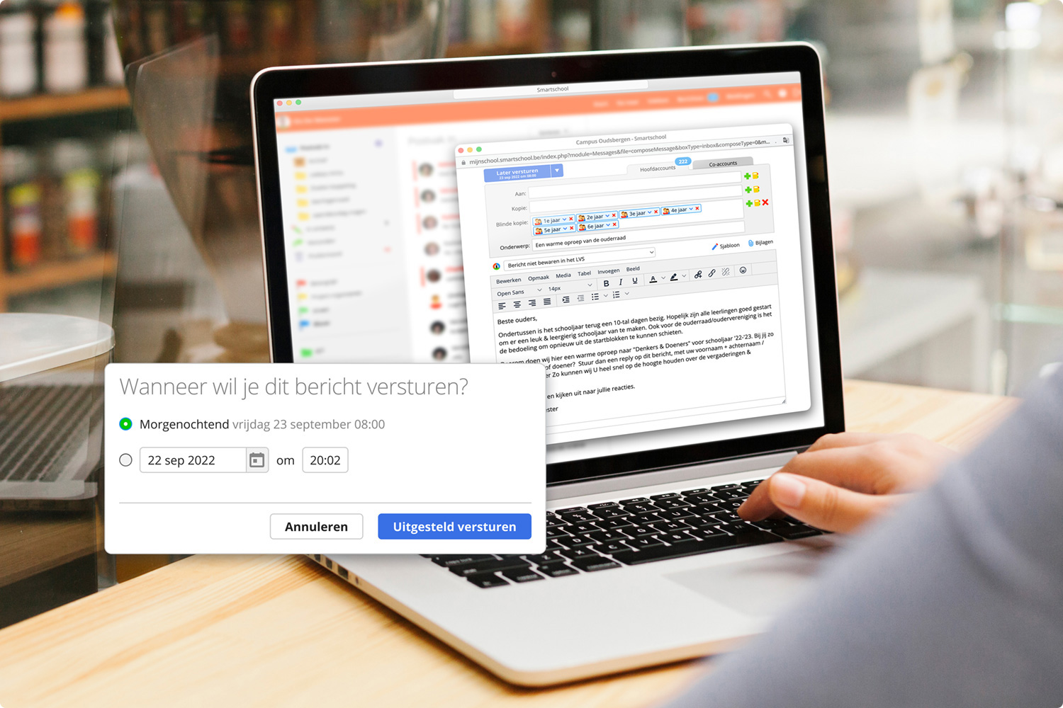 Een bericht uitgesteld versturen in Smartschool